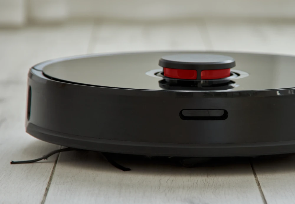 Robotic vacuum cleaner cleaning a modern living room effortlessly